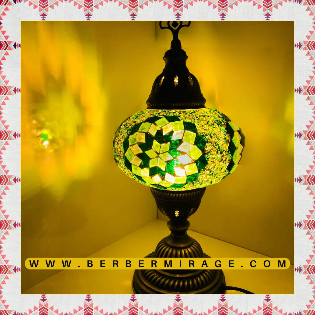 Yellow Turkish Handmade Mosaic Lamp BerberMirage