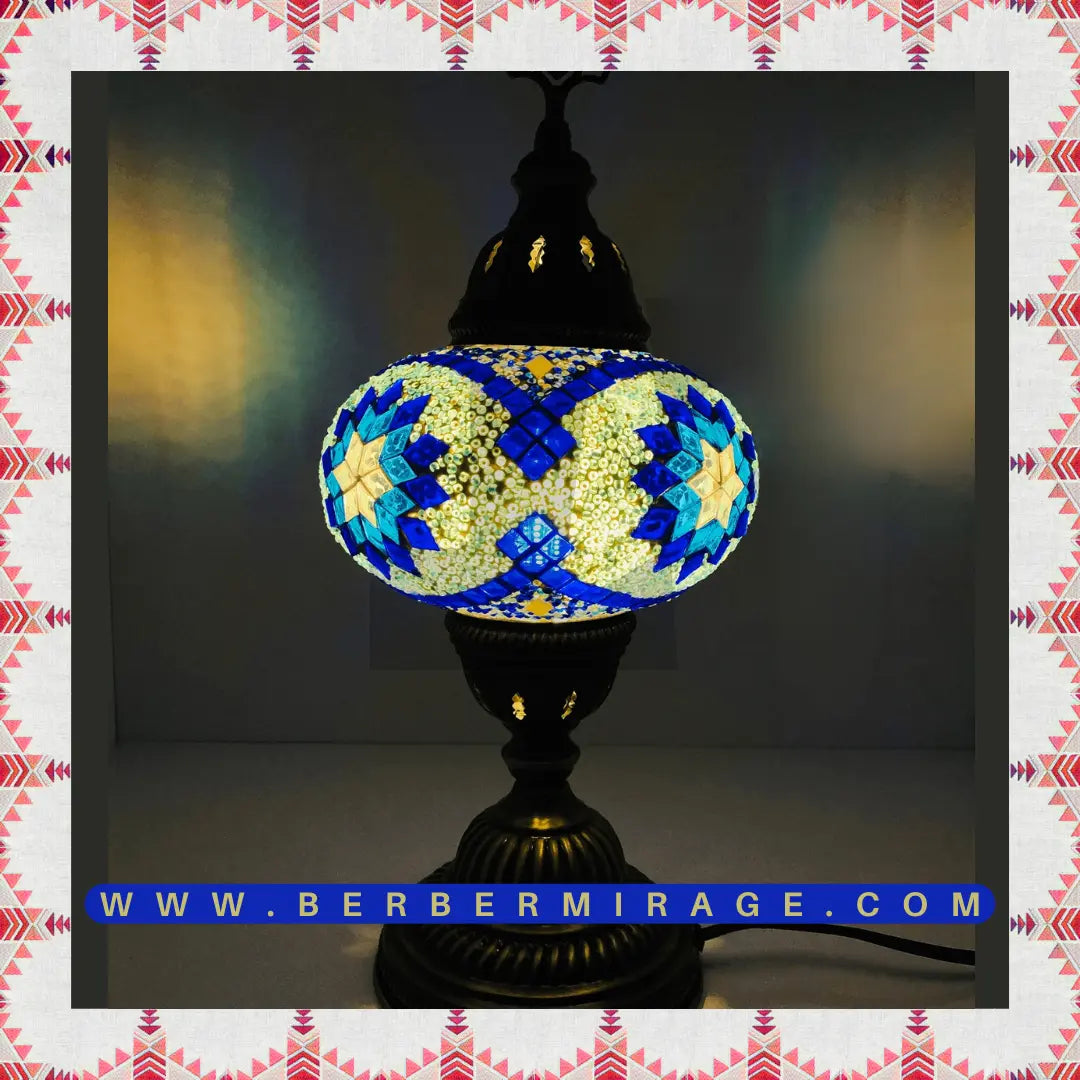 Blue Turkish Mosaic Lamp BerberMirage