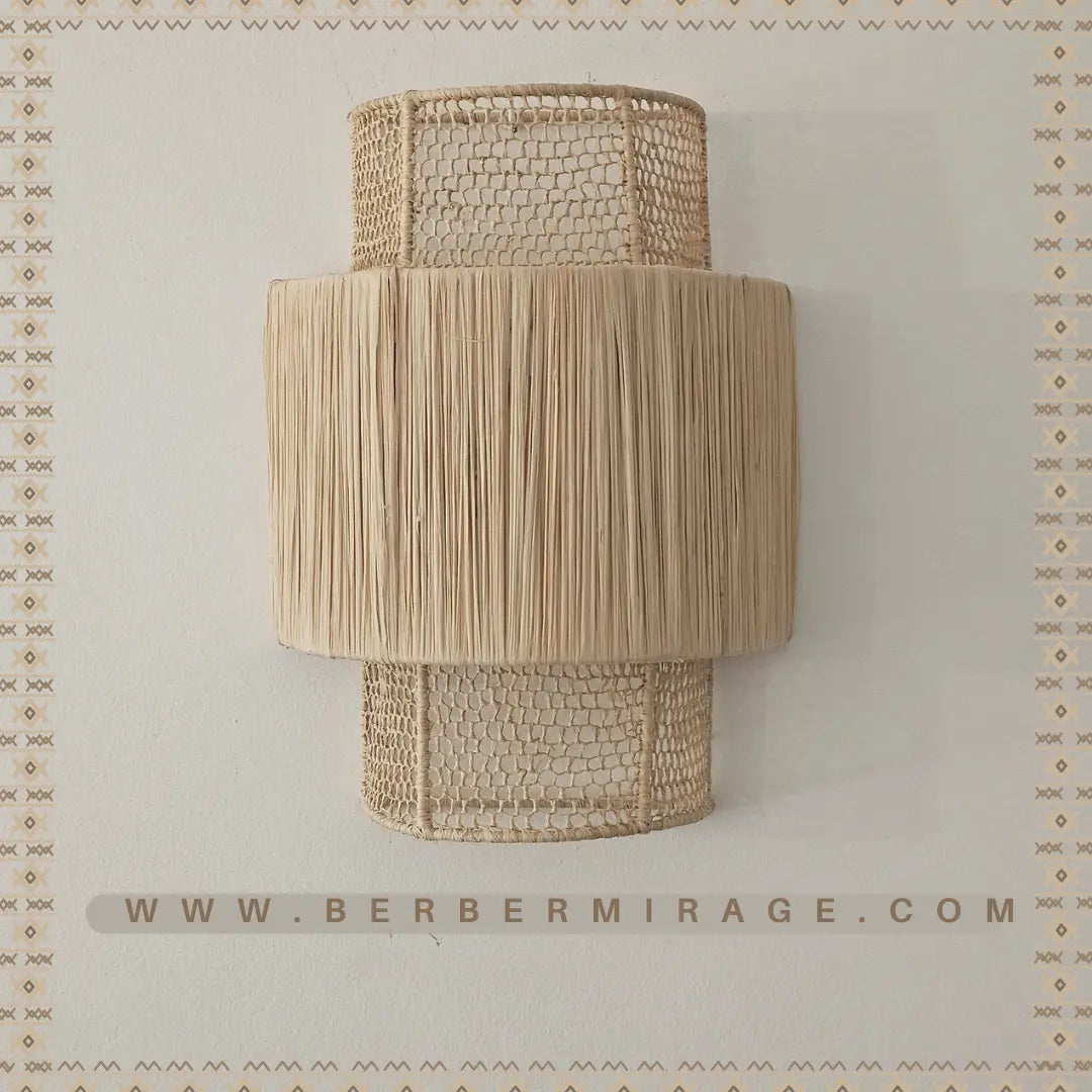 Raffia wall light in Honeycomb , wall decor lighting in raffia , raffia sconce BerberMirage