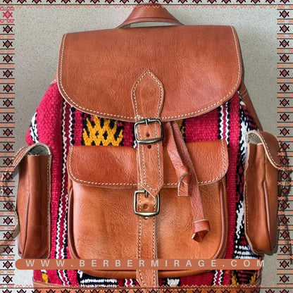 Leather kilim backpack BerberMirage