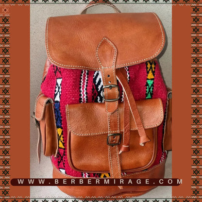 Leather kilim backpack BerberMirage