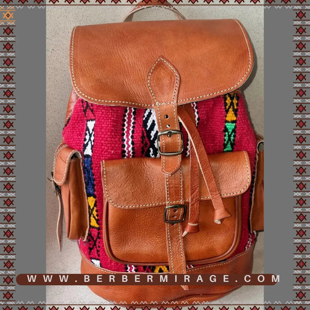 Leather kilim backpack BerberMirage