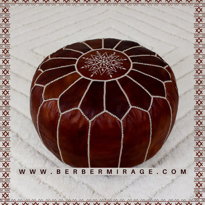 Unique Home Decor Dark Ottoman Pouf leather, Ottoman Footstool, Footrest Cover, Floor Cushion - New Home Gift BerberMirage