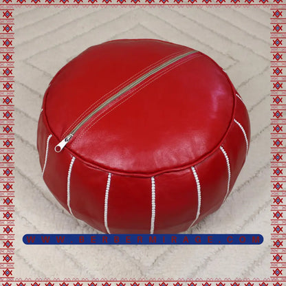 Poufs&Pillows Premium Artisanal Leather Pouffe - Handmade BerberMirage