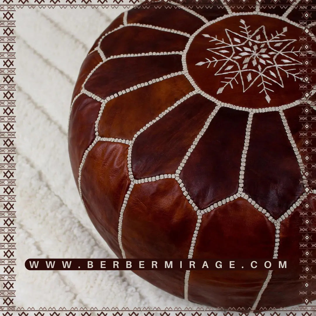 Unique Home Decor Dark Ottoman Pouf leather, Ottoman Footstool, Footrest Cover, Floor Cushion - New Home Gift BerberMirage