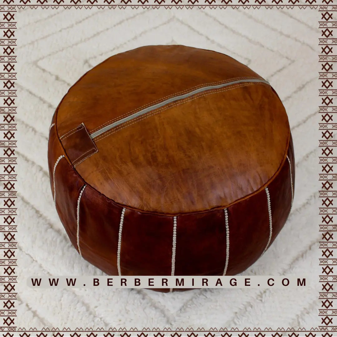 Unique Home Decor Dark Ottoman Pouf leather, Ottoman Footstool, Footrest Cover, Floor Cushion - New Home Gift BerberMirage