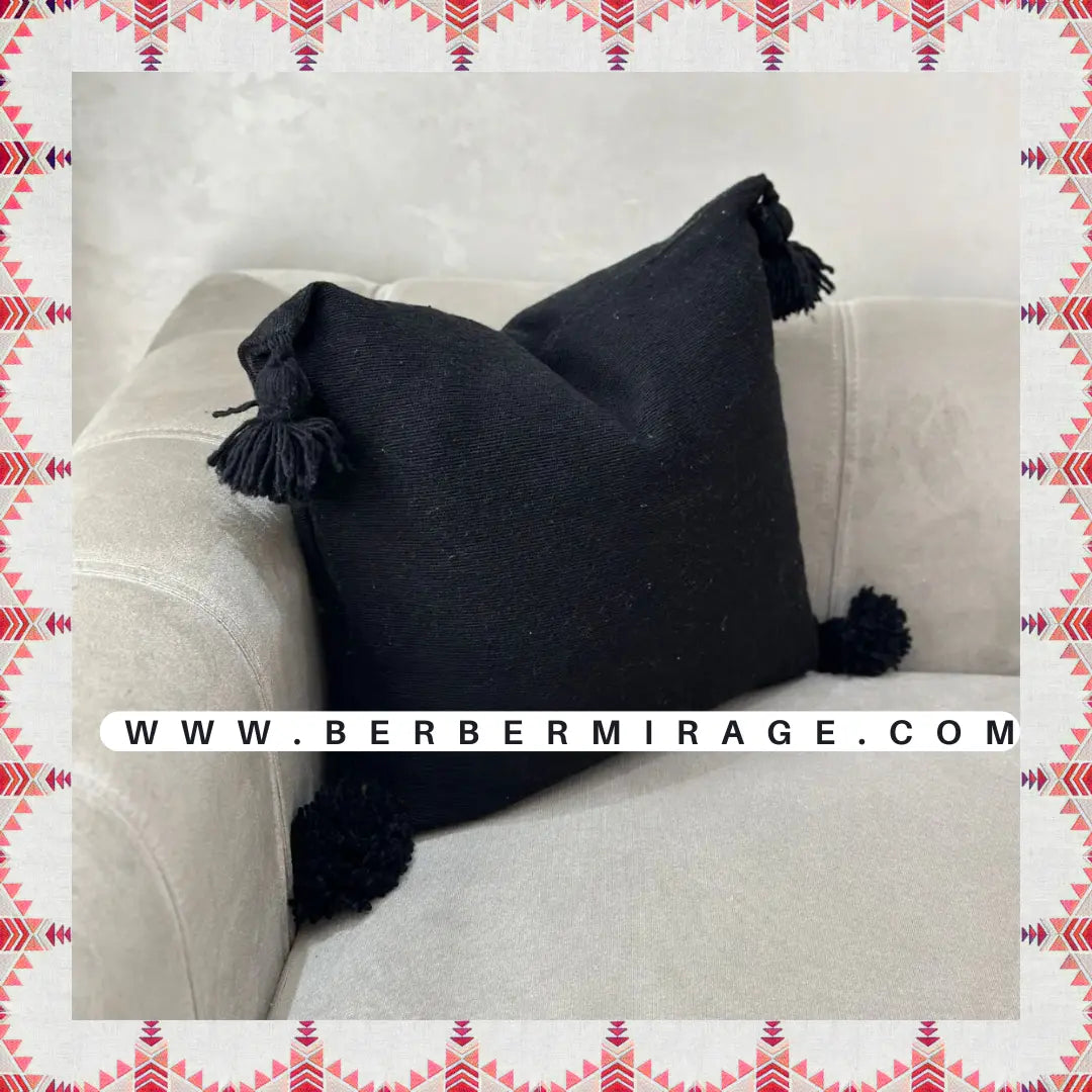 Berber cushion cover - Black and white spirit - black color BerberMirage