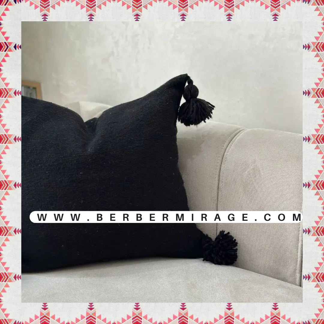 Berber cushion cover - Black and white spirit - black color BerberMirage