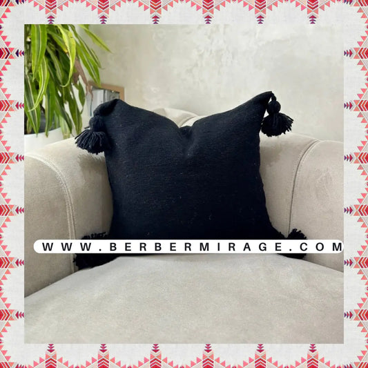 Berber cushion cover - Black and white spirit - black color BerberMirage