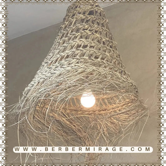 Artisan-crafted Kama Pendant Light made from Doum Palm BerberMirage